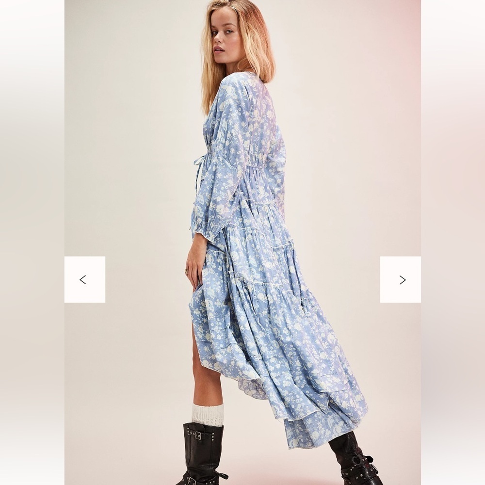 Free People Pappiet Midi Dress Small Color: Bluebell Combo NWT - Picture 3 of 7